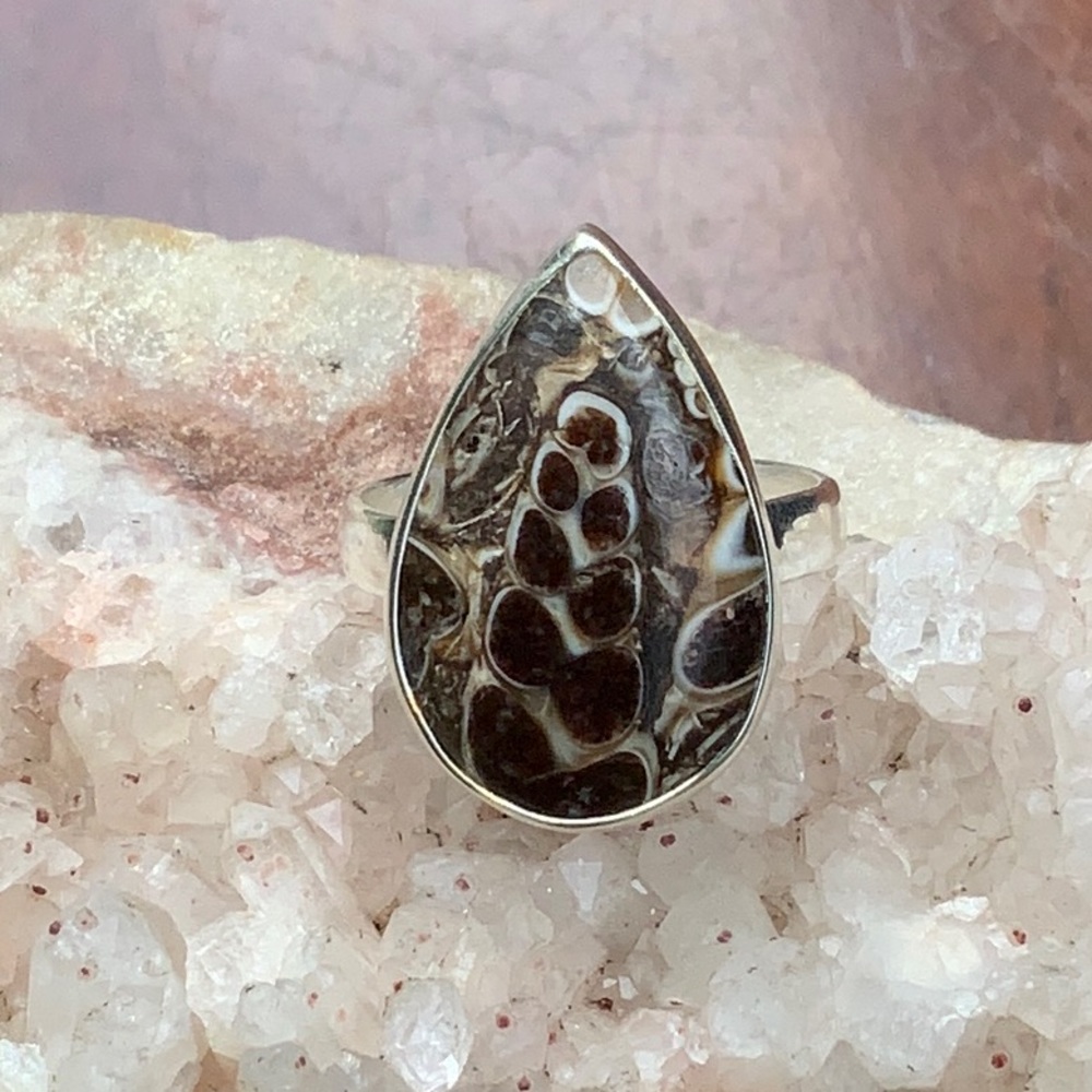 TURTELLA JASPER 925 STERLING SILVER RING, SIZE 8.5